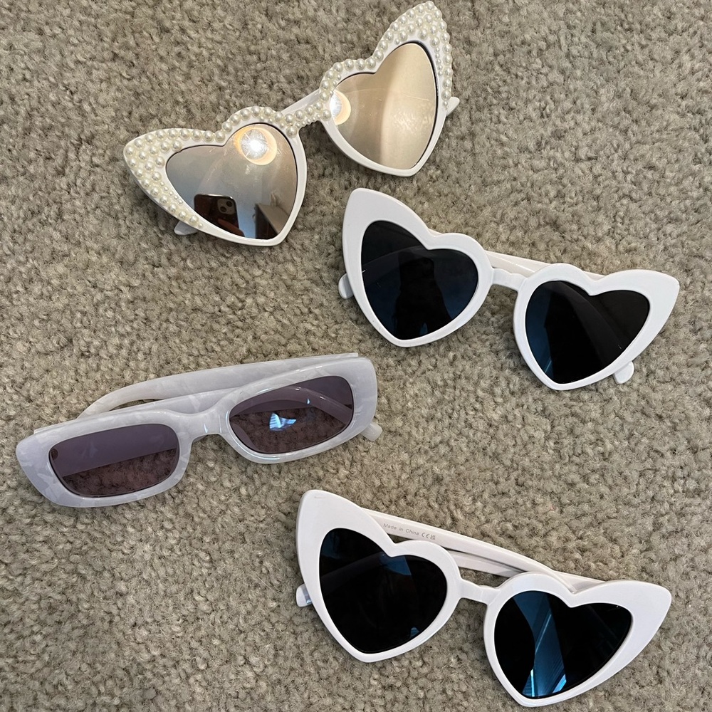 Heart-Shaped White Sunglasses